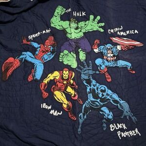 Pottery Barn Kids Embroidered Quilt Twin/Full Marvel Avengers Super Heroes